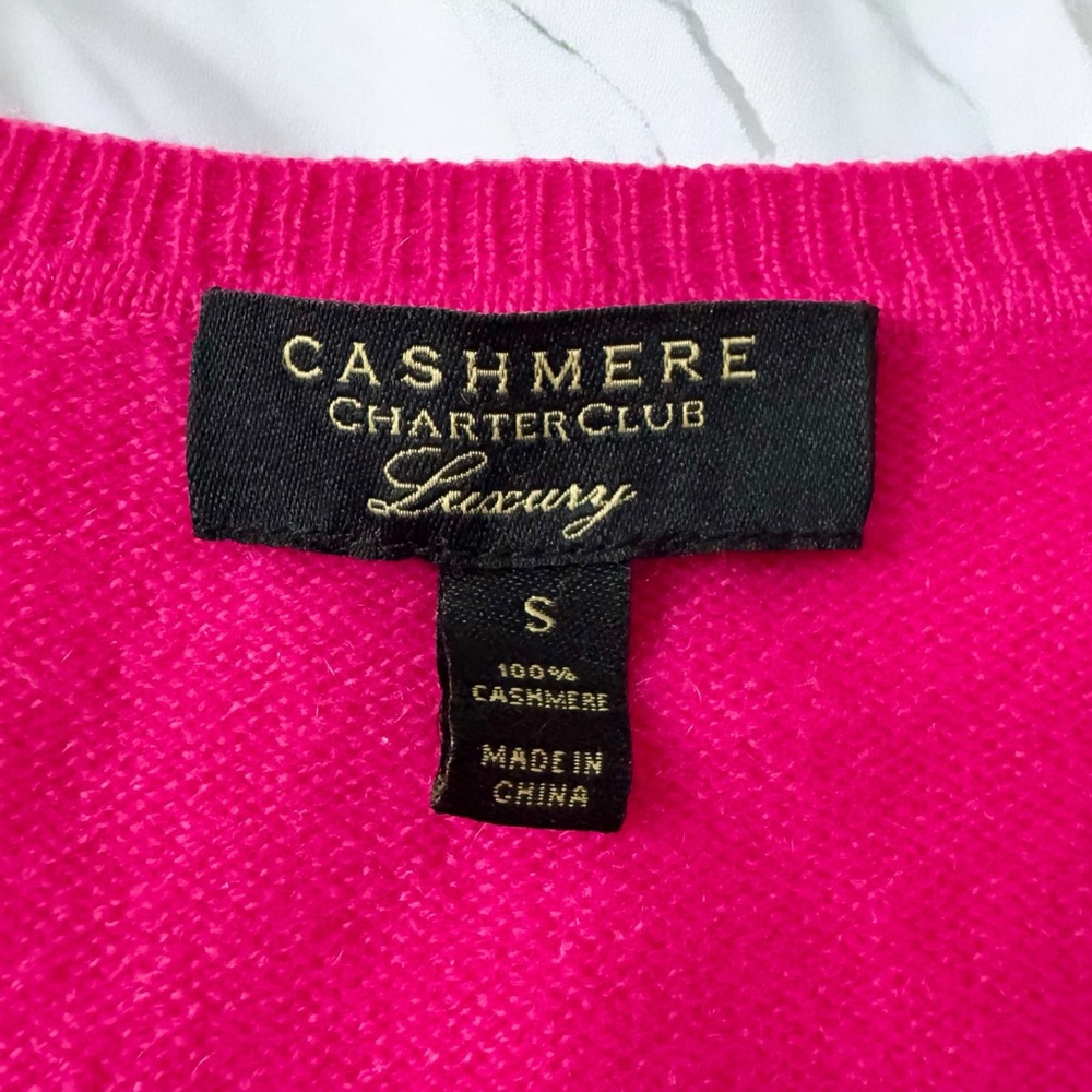 Charter Club 100% Cashmere Sweater Womens Small Pink V-Neck Pullover Soft Luxury - Picture 4 of 9